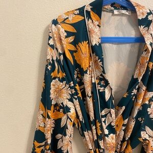 Floral Wrap Robe with Yellow and White Flowers